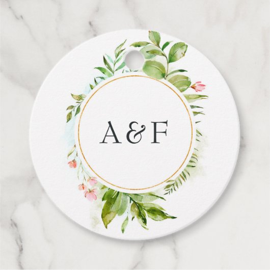 Mit Monogramm Hochzeit im Wasserfarbenbereich Geschenkanhänger (Vorderseite)