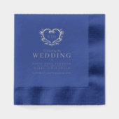 Mit Monogramm Hochzeit in Blau und Silber Servietten Mit Folie (Vorderseite)