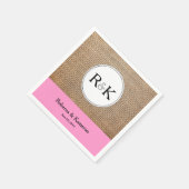 Mit Monogramm Hochzeit in Burlap & Light Pink Serviette (Ecke)