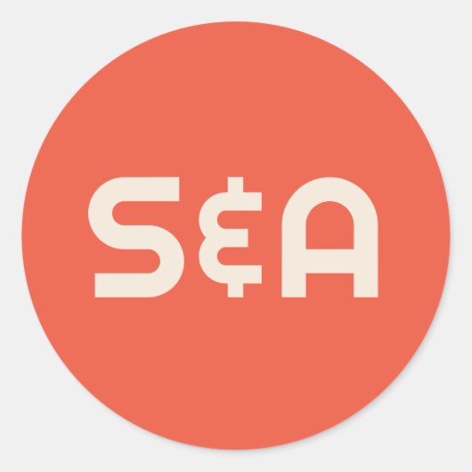 Mit Monogramm Hochzeit in Orange und Gelb Runder Aufkleber (Vorderseite)