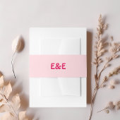 Mit Monogramm Hochzeit in Pastellrosa Einladungsbanderole