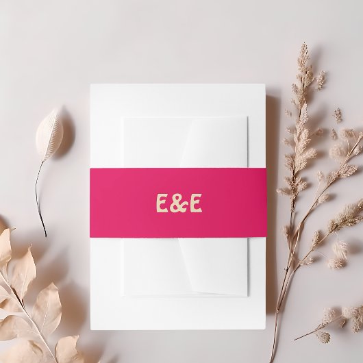 Mit Monogramm Hochzeit in Pink Einladungsbanderole