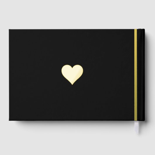 Mit Monogramm Hochzeit in Schwarz und Gold Gästebuch (Rückseite)