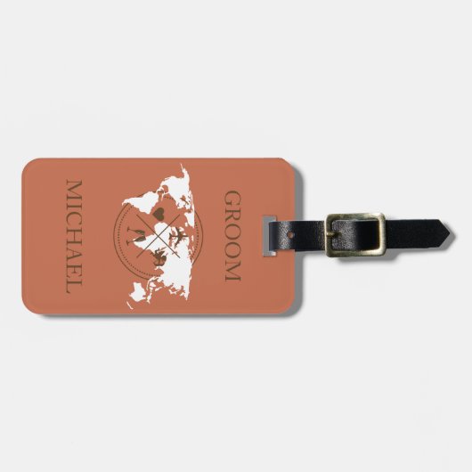 Mit Monogramm Hochzeit in Urlaubsort Gepäckanhänger (Vorderseite horizontal)