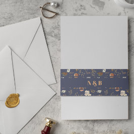 Mit Monogramm Hochzeit mit Blauer Rost Einladungsbanderole