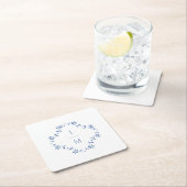 Mit Monogramm Hochzeit mit Blumen und Weiß Rechteckiger Pappuntersetzer (Vor Ort)