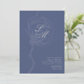 Mit Monogramm Hochzeit mit einer Blume aus Baumwol Einladung (Stehend Vorderseite)