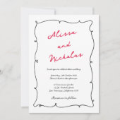 Mit Monogramm Hochzeit mit handgezogenen Schwarz-R Einladung (Vorderseite)