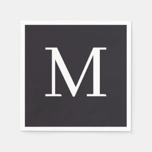 Mit Monogramm Hochzeit Napkin Black & White Design Serviette