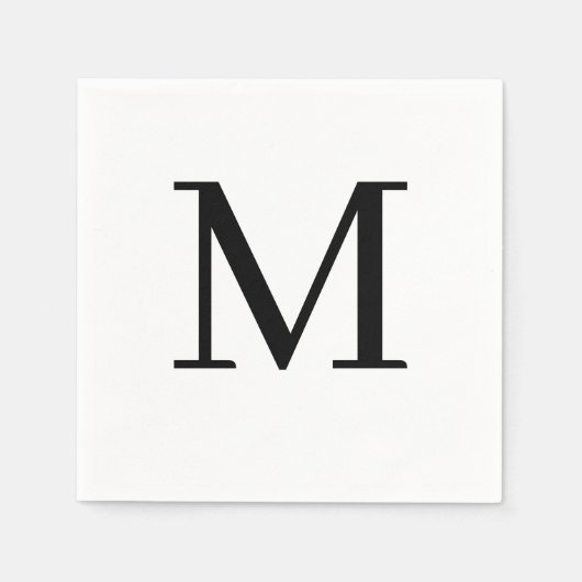 Mit Monogramm Hochzeit Napkin Classic Black Design Serviette (Vorderseite)