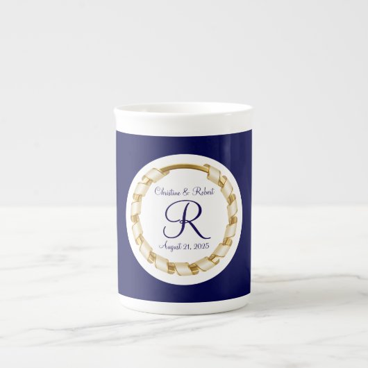 Mit Monogramm Hochzeit Porzellantasse (Vorderseite)