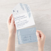 Mit Monogramm Hochzeit von Navy & Dove Blue All In One Einladung (Abreißen)