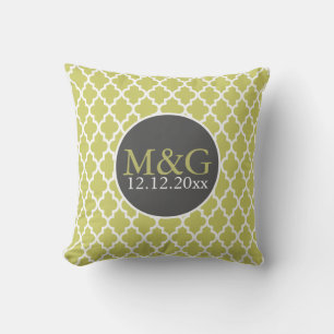 Mit Monogramm Hochzeit von Quatrefolie grün und we Kissen