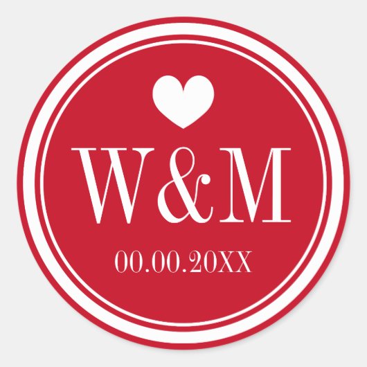 Mit Monogramm Hochzeitsaufkleber und bevorzugen Si Runder Aufkleber (Vorderseite)