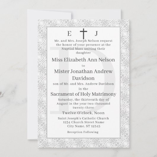 Mit Monogramm Hochzeitseinladung Einladung (Vorderseite)