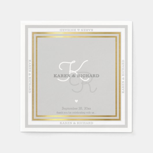 mit Monogramm Hochzeitsempfang Serviette (Vorderseite)