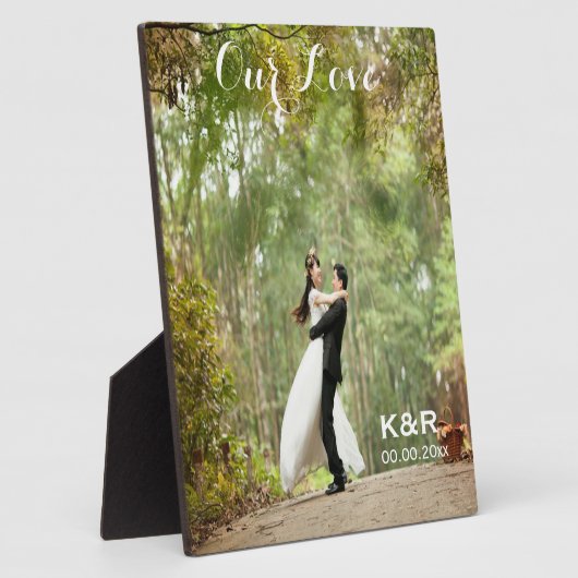Mit Monogramm Hochzeitsfeier Foto Plaque mit Easel Fotoplatte (Seite)