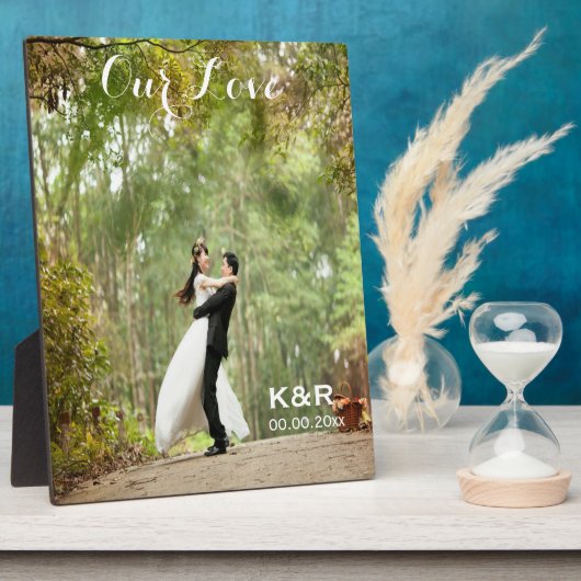 Mit Monogramm Hochzeitsfeier Foto Plaque mit Easel Fotoplatte (Seite)