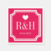 Mit Monogramm Hochzeitsfeier in Fuchsienrosa Serviette (Vorderseite)