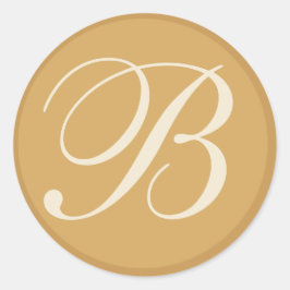 Mit Monogramm Hochzeitsfeiern in Beige & Creme Runder Aufkleber