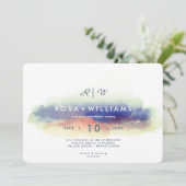 mit Monogramm Hochzeitslandschaft Einladung (Stehend Vorderseite)