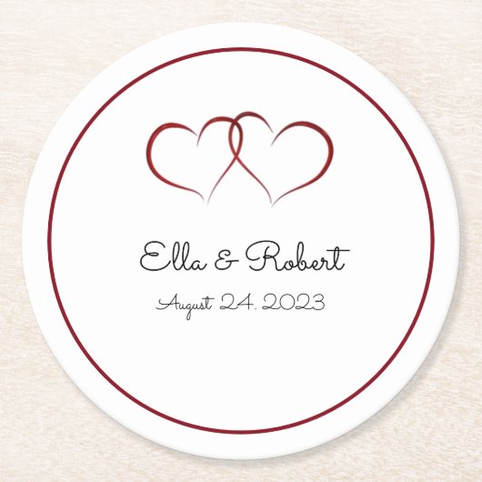 Mit Monogramm Hochzeitspapier-Untersetzer Runder Pappuntersetzer (Vorderseite)