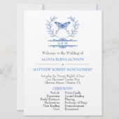 Mit Monogramm Hochzeitsprogramm für Blauschmetterl Einladung (Vorderseite)