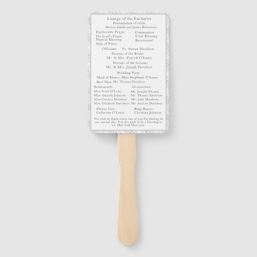 Mit Monogramm Hochzeitsprogramm für White Lace Fächer (Rückseite)