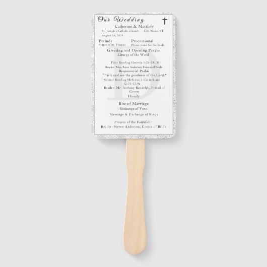 Mit Monogramm Hochzeitsprogramm für White Lace Fächer (Vorderseite)