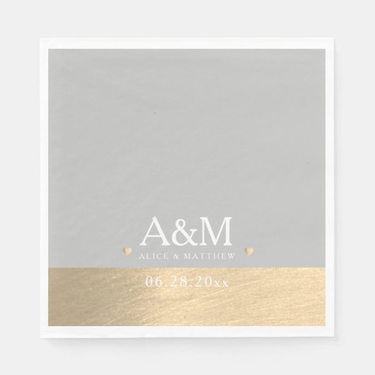 Mit Monogramm Hochzeitssonderdatum Imitate Gold Ch Serviette (Vorderseite)