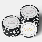 Mit Monogramm Hochzeitstermin in Rosa Pokerchips (Stapel)