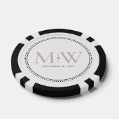 Mit Monogramm Hochzeitstermin in Rosa Pokerchips (Einzeln)