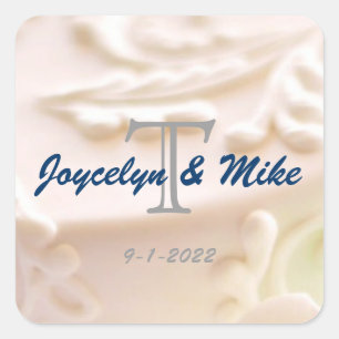 Mit Monogramm Hochzeitsticker und Umschlag Aufkleb Quadratischer Aufkleber