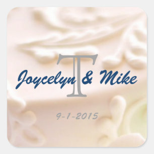 Mit Monogramm Hochzeitsticker und Umschlag Aufkleb Quadratischer Aufkleber