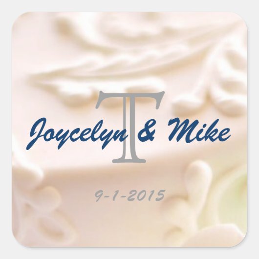 Mit Monogramm Hochzeitsticker und Umschlag Aufkleb Quadratischer Aufkleber (Vorderseite)