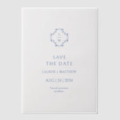 Mit Monogramm Hochzeitswohnung in Blau und Weiß Pergament Einladungen (Vorderseite)