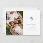 Mit Monogramm Hochzeitswohnung in Blau und Weiß Save The Date (Vorderseite)