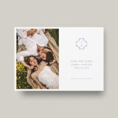 Mit Monogramm Hochzeitswohnung in Blau und Weiß Save The Date