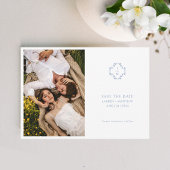 Mit Monogramm Hochzeitswohnung in Blau und Weiß Save The Date