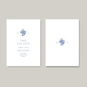 Mit Monogramm Hochzeitswohnung in Blau und Weiß Save The Date