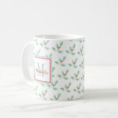 Mit Monogramm Holly Holiday Kaffee Tasse (Vorderseite Links)