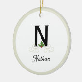 Mit Monogramm Holly Keramik Ornament (Links)