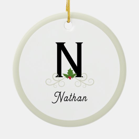 Mit Monogramm Holly Keramik Ornament (Hinten)