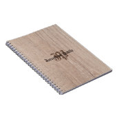 mit Monogramm Holzbrett Aussehen alter Skriptvorla Notizblock (Rechte Seite)