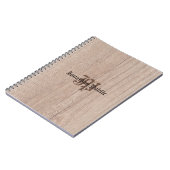 mit Monogramm Holzbrett Aussehen alter Skriptvorla Notizblock (Linke Seite)