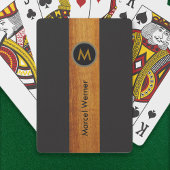 Mit Monogramm Holzfarbstreifen auf schwarz Spielkarten