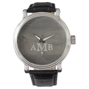 Mit Monogramm Holzlook Armbanduhr
