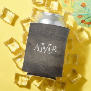 Mit Monogramm Holzlook Dosenkühler