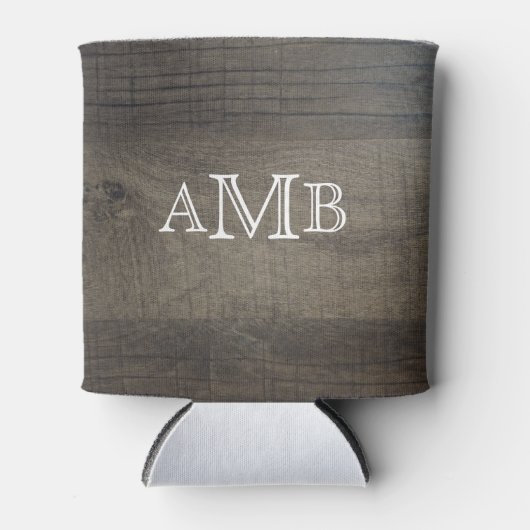 Mit Monogramm Holzlook Dosenkühler (Vorderseite)
