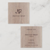 Mit Monogramm Holzlook Eleganter gestörter Text Quadratische Visitenkarte (Vorne/Hinten)